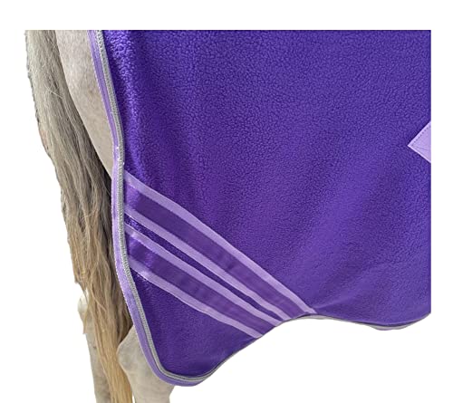 Image of Majestic Ally Anti Pill Fleece Horse Blanket /Sheet with Silver Braided Rope (Purple, 82)