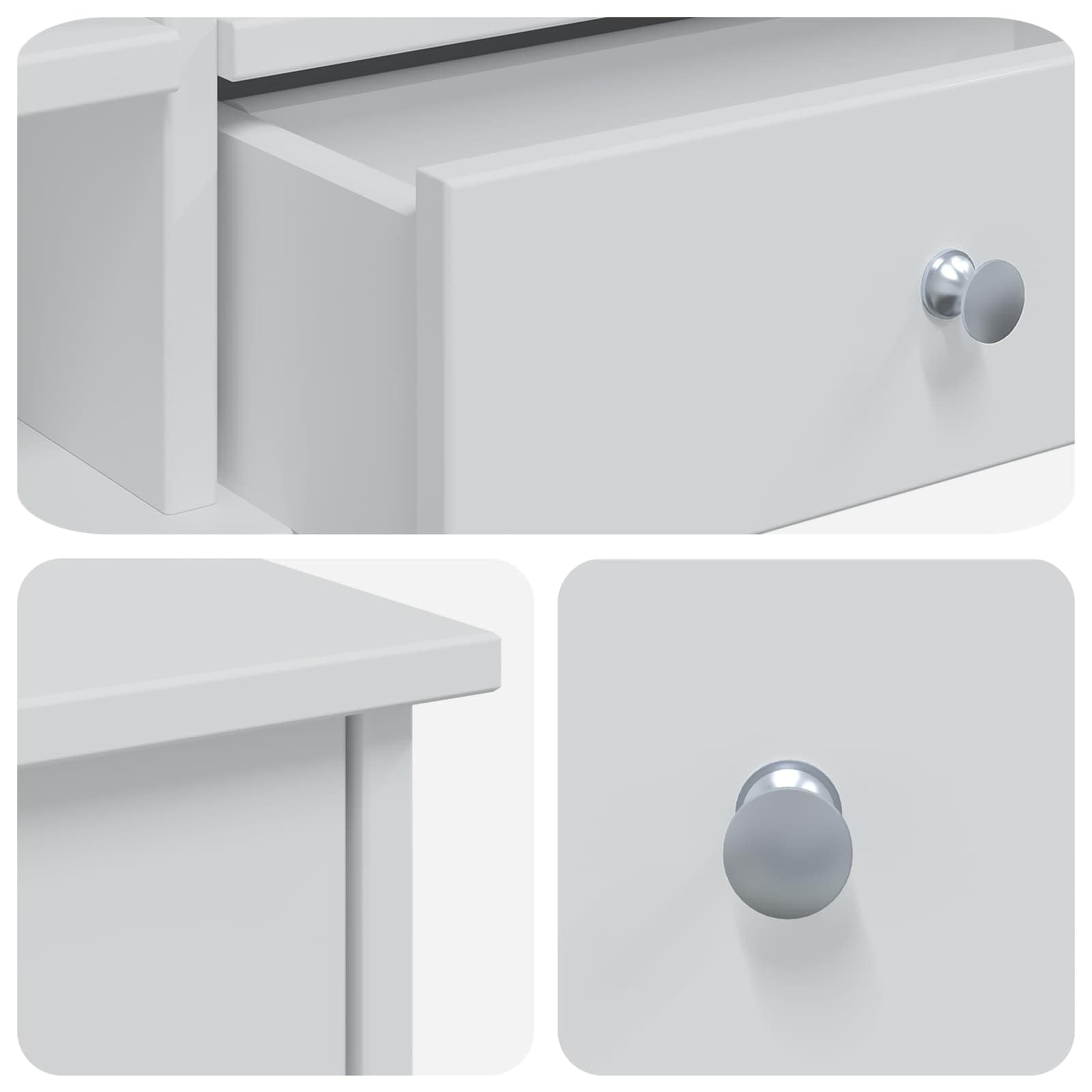 Schminktisch-Set FAUSKE 2 pcs Weiß 100 x 50 x 103,5 cm mit Spiegel Schubladen Hocker Stauraum für Schlafzimmer Jugendzimmer und Mädchen ideal für Make-up und Pflege