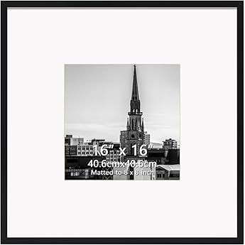 MCS Studio Gallery 16x16 Matted Photo Frame with 8x8 Picture Display, Natural Woodgrain Vertical & Horizontal Wall Hanging Large Picture Frame for Photos & Art Prints (1-Pack)