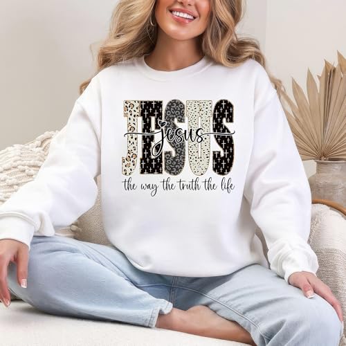 Jesus The Way The Truth The Life Sweatshirt, Christian Faith Shirt Bible Verse Sweater Religious Gift Pullover Top4