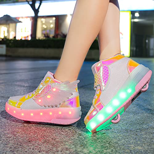 Image of Nsasy Roller Shoes Kids Roller Skates Shoes Girls Boys Wheels Shoes Become Sport Sneaker with Led for Children Gift