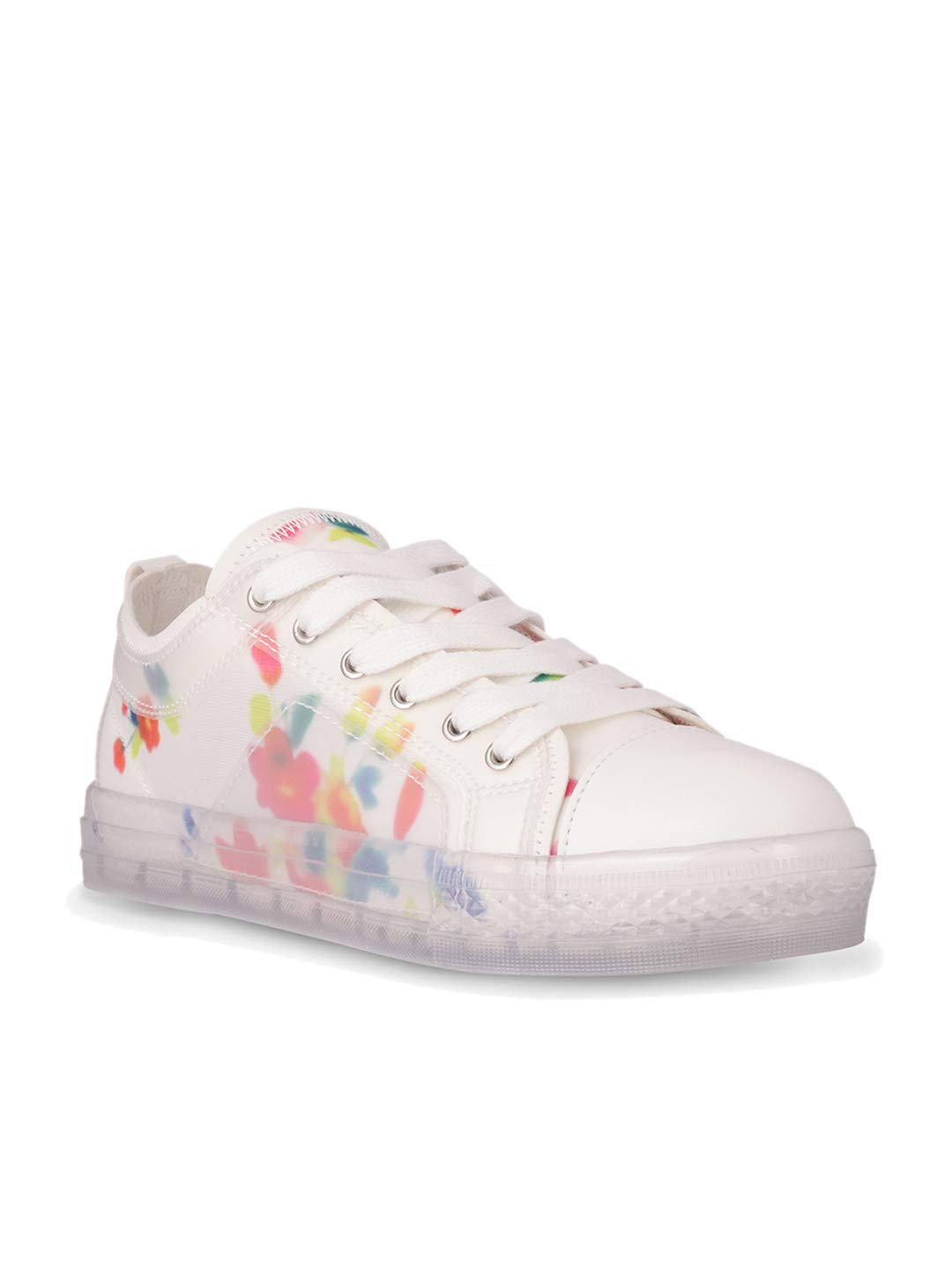 Ceriz Elvire Floral Printed White Sneakers Czf10 Af31 White