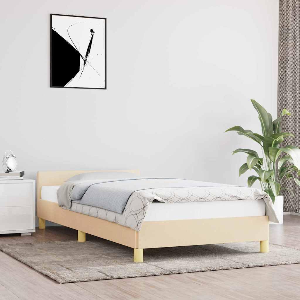 Hothingwell Rama łóżka z zagłówkiem 90x190cm kremowa