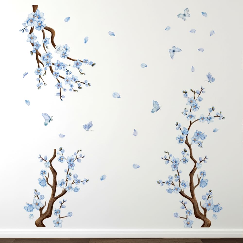 Bdkmms E, 2 Sheets Floral Bird Wall Decals, 2/3Pcs 35.4×11.8In Pvc Branch Wall Stickers Decal