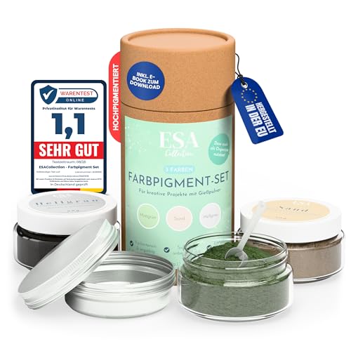 Farbpigmente für Gießpulver I 3 Farben Mintgrün Sand Hellgrau á 50g Set I farbintensiv leicht dosieren ungiftig I Epoxidfarben kompatibel für Gießpulver von keracraft keraflott rayher KUPI