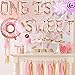One is Sweet Balloons Rose Gold Donut First Birthday Party Banner Sweet One/Donut Grow Up/Donut One/Sweet Candy/Doughnut Themed Girl's 1st Birthday Baby Shower Donut Party Supplies Decorations