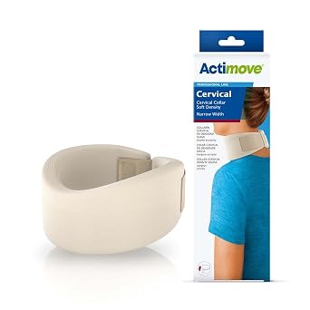 Actimove Professional Cervical Soft Density | دعامة عنق رغوة ناعمة للنوم - يخفف من آلام الرقبة وضغط العمود الفقري ، دعم دعامة الياقة بعد الاصابة أو الإصابة | أبيض ، ضيق ، صغير