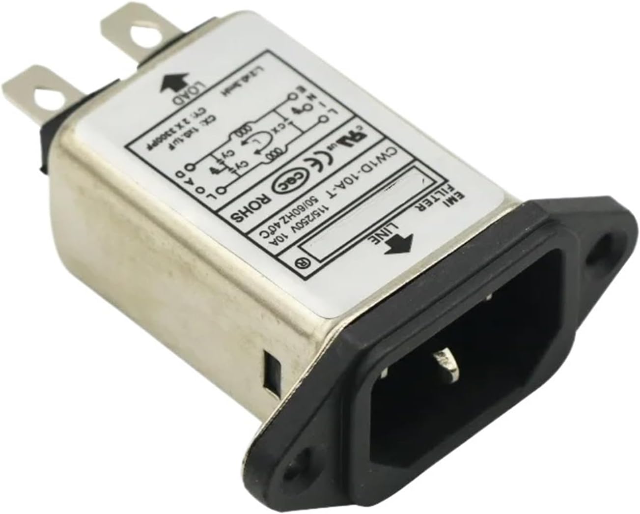 1x AC115V-250V 10A 50/60Hz IEC Socket Panel Mount Power Line EMI RFI Filter Suppressor Power Line Noise Filter for Board