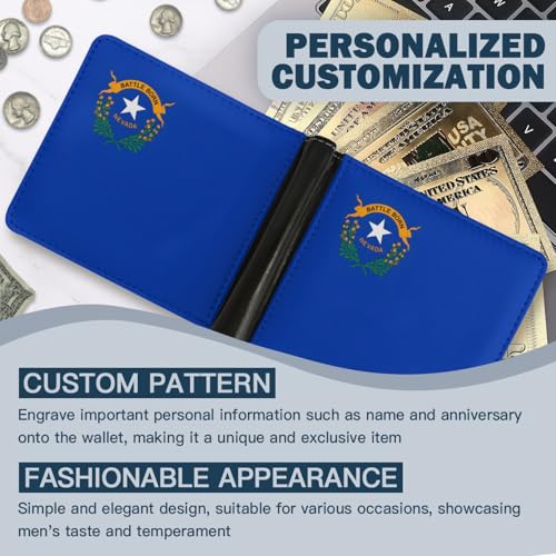 Flag of Nevada Wallet Foldable Patriotic Leather Purse with Card Cash Holder for Men Women Travel Gift2