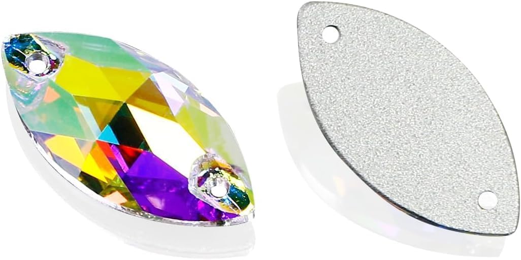 DONGZHOU Sew On Rhinestone AB Sewing Stone with Holes Navette Shape Sew On Beads Crystals Flat Back Glass Rhinestone Crystal Gems Clothing Accessories for Costume, Clothes, Garments, DIY Crafts - Image 4