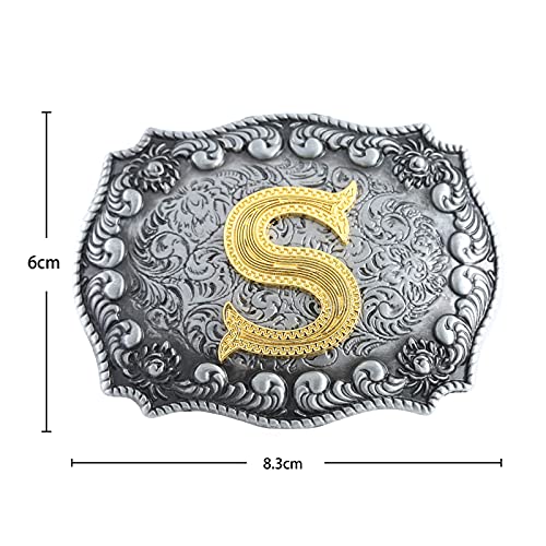 Image of HUABOLA CALYN Belt Buckle Men, Western Cowboy Rodeo Small Alphabet Letter ABCDMRJ to Z Initial Belt Buckles for Women