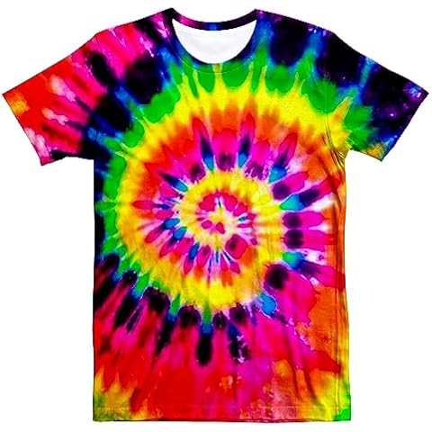 Losturban Unisex Rainbow Tie Dye Shirt for Men Women Hippies Senior Tie-Dye Tee Tshirt Large Cover