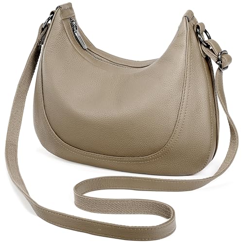 YALUXE Women’s Real Cowhide Leather Shoulder Bag Crescent Underarm Handbag Trendy Purse
