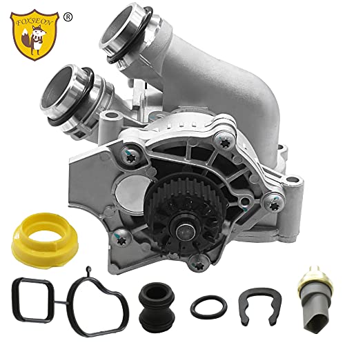 Aluminum Electric Engine Water Pump And Thermostat Assembly Compatible With Audi A3 A4 A5 A6 Q3 Q5 Tt Vw Beetle Cc Eos Gti Jetta Passat Tiguan Replaces# 06H121026Cf 06H121026Ab (06H121026Cq) #TOP1