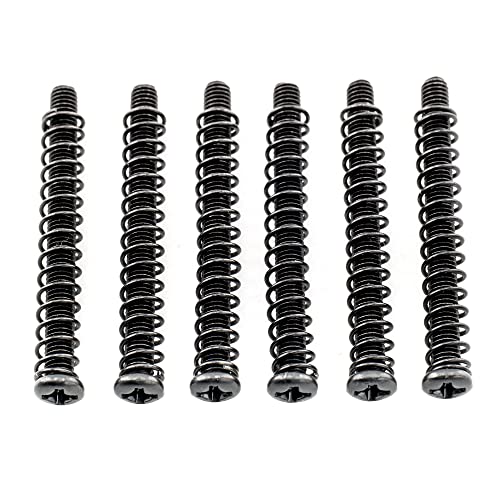 Musiclily Pro Metric M3X35mm Steel Saddle Intonation Screws and Springs Set for Imported Electric Guitar Bass Bridge Black (Set of 6)