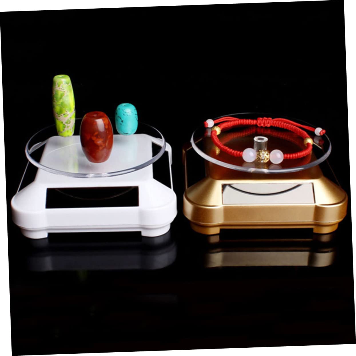 GLEAVI Electric Rotating Display Stand Stand Turntable Display Riser for Jewelry Accessories Solar-Powered Base