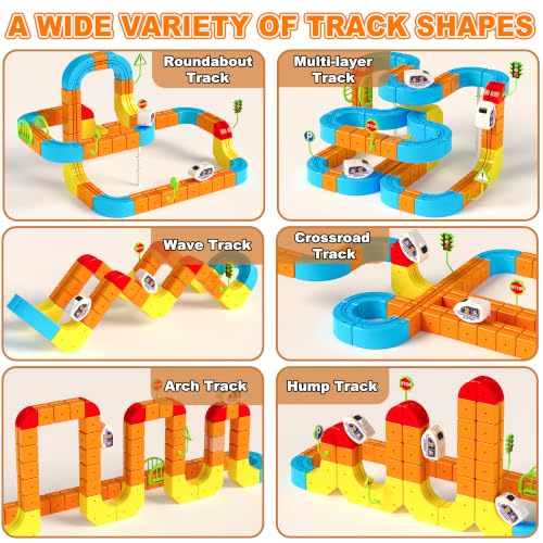 Image of Electric klick Rail Infinity 3D Train Set, Building Stem Toys for Boys Girls, Flexible Race Car Track with Cube & Motorized Train, Gravity-Defying 3D Layout Building Kit, 167 Pcs