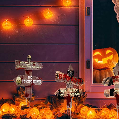 image for Prextex Halloween Outdoor Decorations Yard Signs with Metal Stakes for