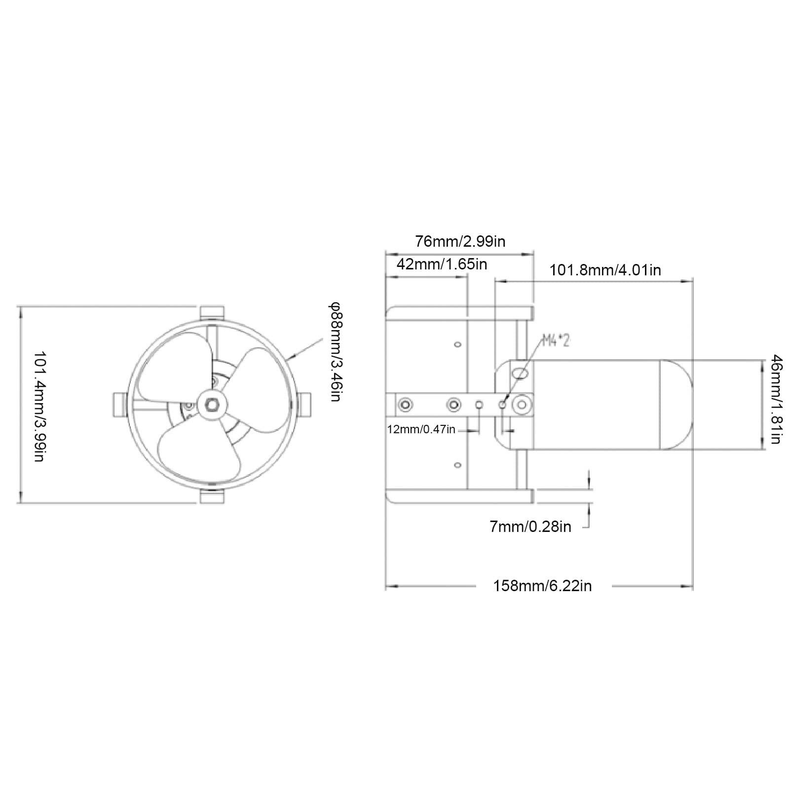 Unterwasserstrahlruder, Vollständig Versiegelter, Wasserdichter Bürstenloser Motor für RC-Schiffe, Aluminiumlegierung, 33 V, 8 Kg Unterwasserpropeller (Gegen den Uhrzeigersinn)