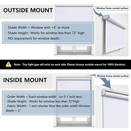 Image of AOSKY Blackout Cordless Roller Shade for Indoor Windows, 34 inchW x 72 inchH, White