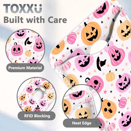Image of Halloween Pink Pumpkins for Magsafe Wallet Compatible with iPhone 17 /16 /15 /14 /13 /12 Series Pro Max Plus (Magnetic Card Holder for Women) (Fit 3 Cards Lether Phone Magnet Mag Safe Wallets)