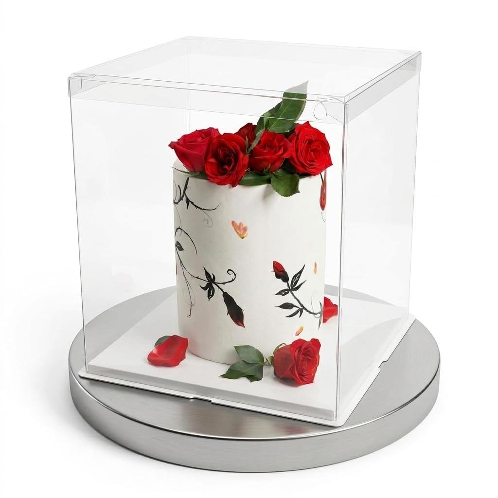 Clear Cake Box - Tall Square with Lid -1