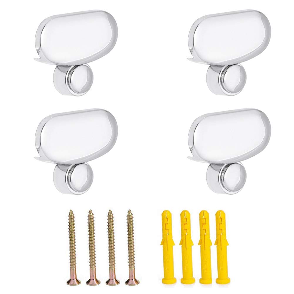 Mirror Clip - Round Glass Clip Alloy Material Bathroom Glass Fixed Buckle Glass Bracket Contains Screws 5mm (0.2in) (Oval 4pcs)
