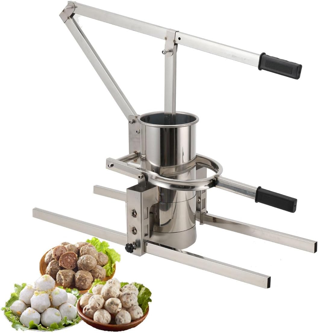 Eiwitany Stainless Steel Meatball Maker Machine, Adjustable Manual Forming Tool for Fish, Beef, Pork & Shrimp Meatballs, Commercial Quality (Barrel Diameter 133mm)