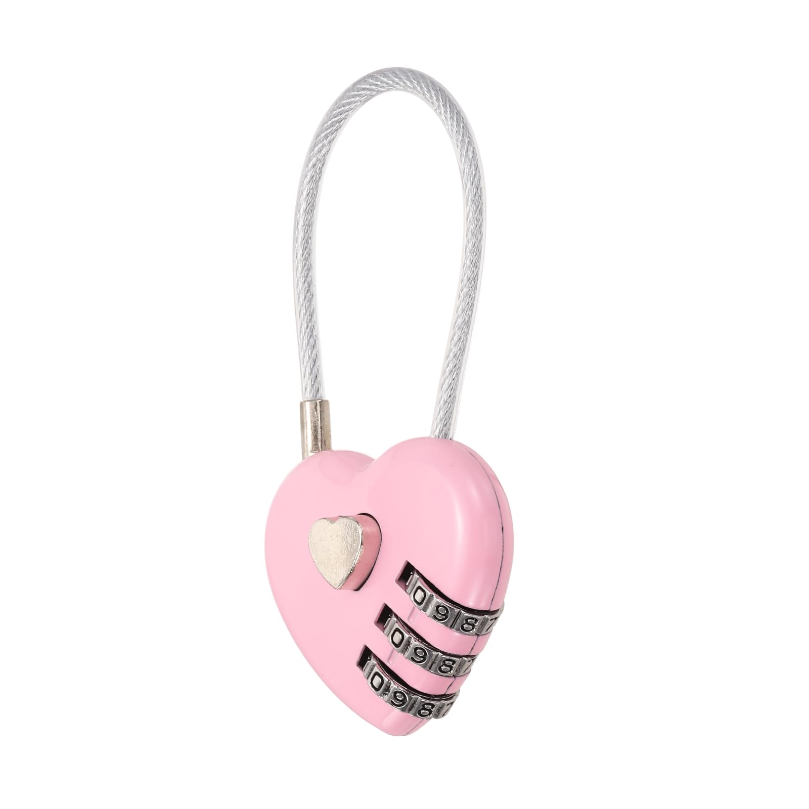 M METERXITY 1-Pack Combo Padlock Heart 3-Digit Password, Pink