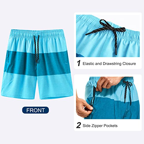 Image of HODOSPORTS Mens 7 inch Swim Trunks with Compression Liner S-6XL Quick Dry Swimming Shorts Zipper Pockets Swimsuits