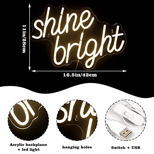 Image of LooKLight Shine Bright Neon Sign,Warm White Neon sign Neon Light Sign,Led Signs for Wall,Neon Signs for Wall Decor,USB Led Neon Signs Wedding For Bar Party Home Bedroom Wall,Bedroom Club