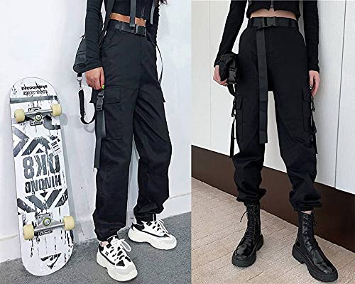 Zodlls Women's Camo Pants Cargo Trousers Cool Camouflage Pants Elastic Waist Casual Multi Jogger Pants With Pocket Black Cargo#2-M #TOP3