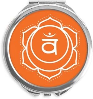 VA Culture Letter Pattern Hand Compact Mirror Round Portable Pocket Glass