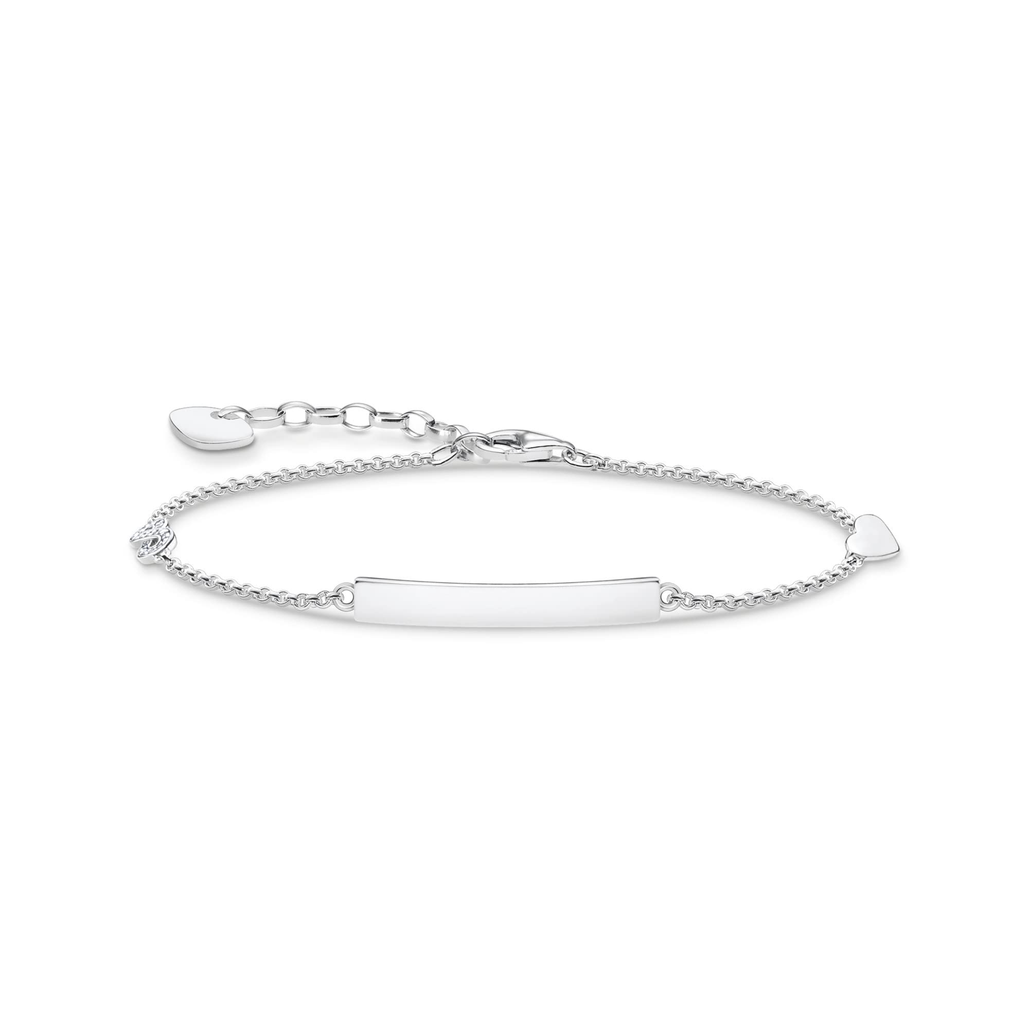 Thomas Sabo Sterling Silver Unisex Silver/White Thomas Sabo Sterling Sterling Engravable Bar Heart Bracelet A1976-051-14-L19v