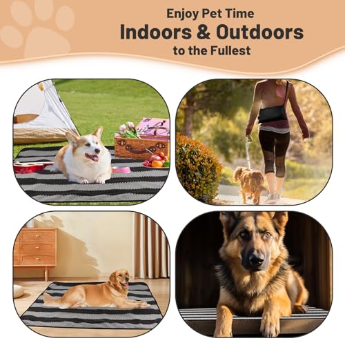 ACUSHLA Haustier Decke Camping Decke 100 x 70 cm wasserdichte, Wärmende Decke, Große Reisedecke, für Haustier, Hund Katze Mat, Hundematte, Faltbare, für Outdoor Innen, mit Tasche (schwarz und weiß)