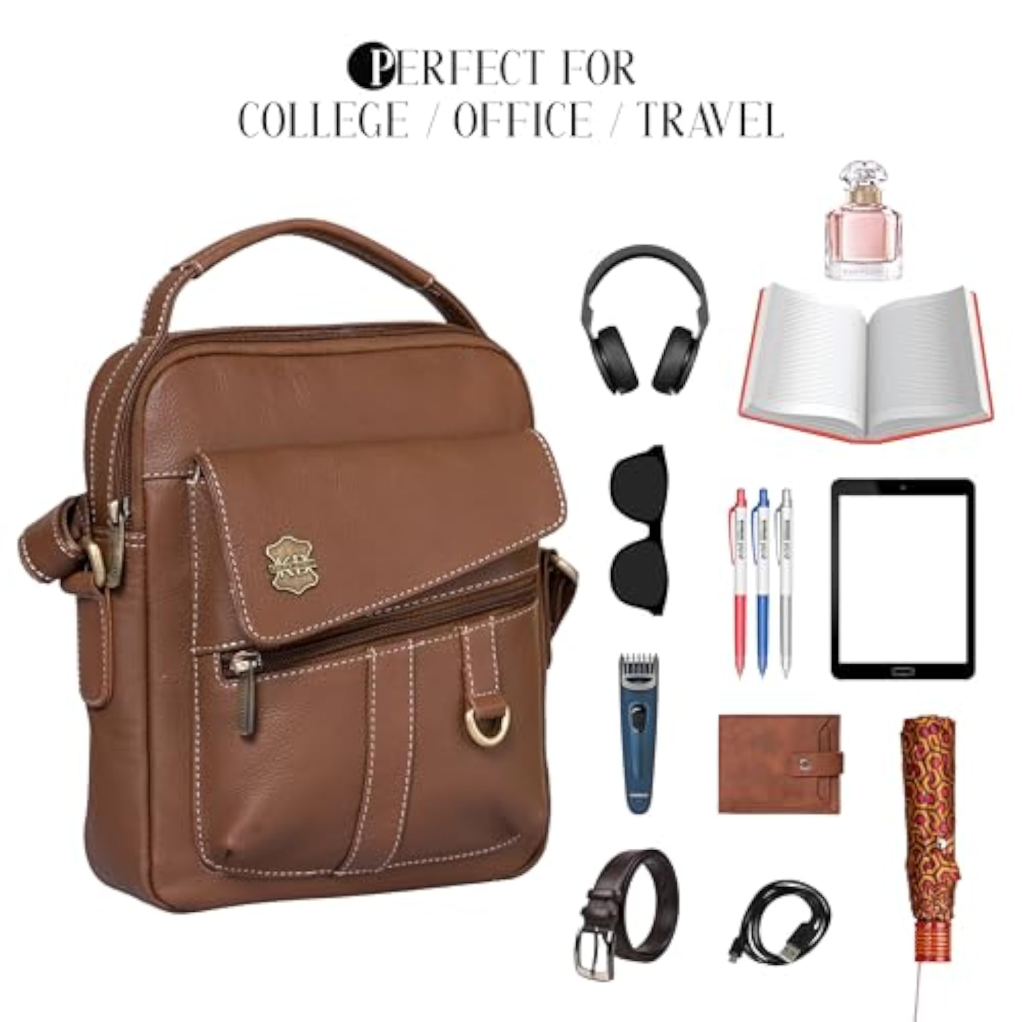 Genuine Leather Messenger Sling Bag for Men & Women
