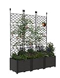CABIHOME Raised Garden Bed Kit with Trellis, Vertical Planter Box for Balcony Privacy Screen, Small Space Vertical Garden for Climbing Plants & Flowers on Patio and Balcony, Easy Assembly