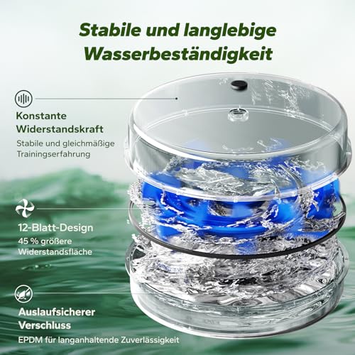 MERACH-Wasser-Rudergeraet-aus-Rot-EichenholzGummiholz-mit-12-Blaettern-fuer-Gleichmaessige-Belastung-Kann-den-Widerstand-um-40-Erhoehen-Exklusive-App-mit-Interaktivem-Flusskarten-Gaming