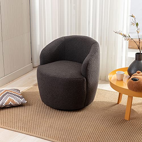 Sillón redondo tapizado teddy moderno gris oscuro miniatura 1