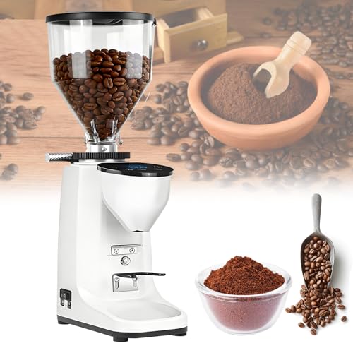 HCAUYNN Burr Coffee Grinder, Professional Espresso Grinder, Stainless Steel, 19 Precise Setting & LED Control Panel for Espresso/French Press/Drip/Cold Brew White