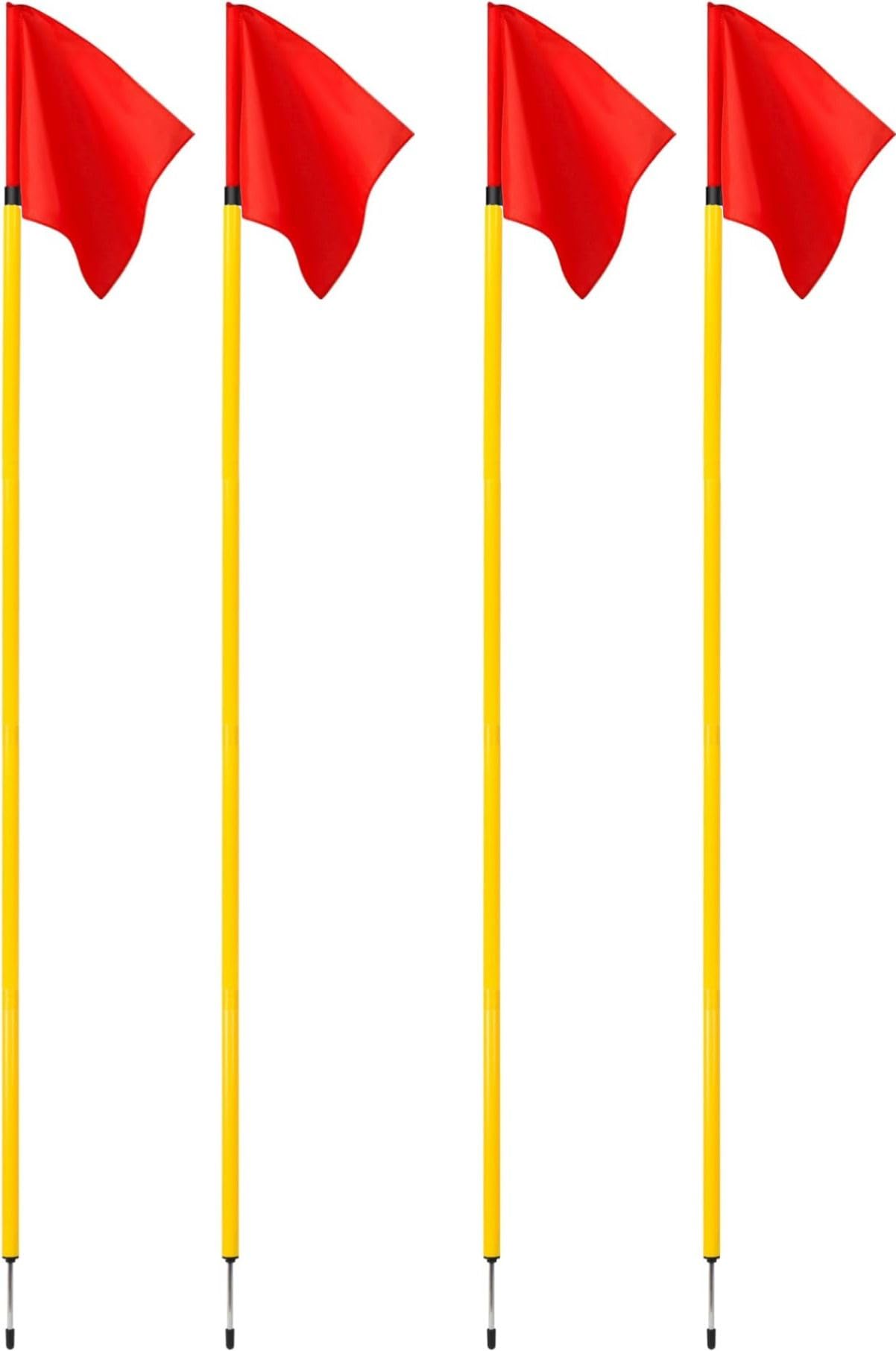 4 Pc Corner Flags Portable Soccer Flags Soccer Poles Two Piece Agility Pole (Pack of 4)