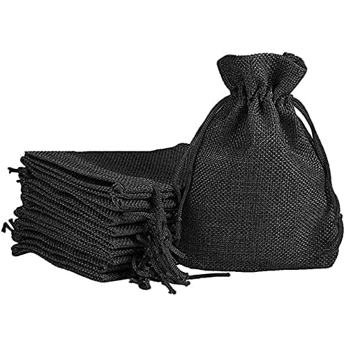 LifeKrafts Linen Jute Pouches | Black | 10x10cm Pack of 20 | Adjustable Drawstring Bags for Weddings, Return Gifts, Parties, Jewellery, Storage, Crafts, Favors, Hampers-image-26