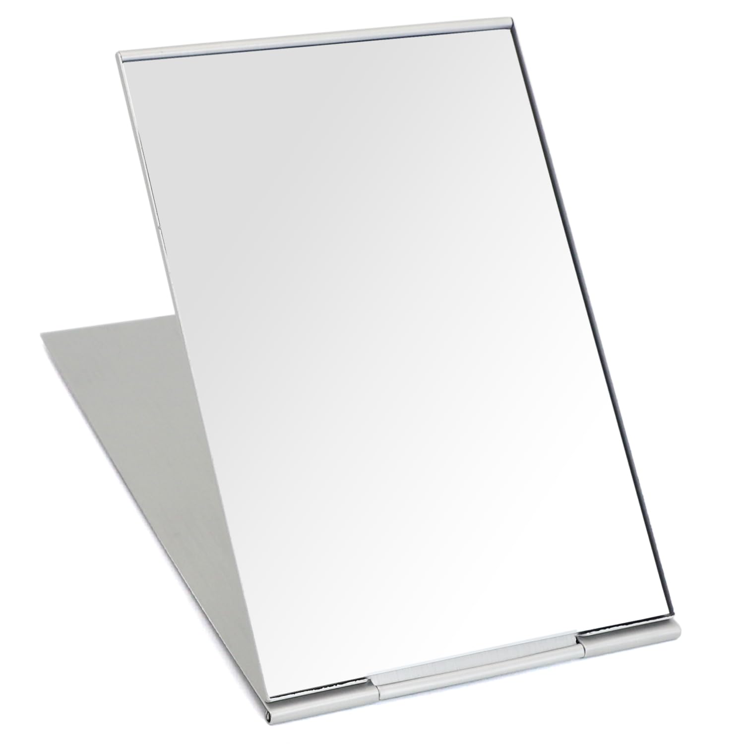 CHEERYMAGICPortable Folding Mirror, Little Travel Mirror Pocket Compact Makeup Mirror for Make Up Hair Styling and Shaving 15 x 10cm Silver A4-FXHZJ (L)