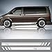 Qwldmj 2 pièces Voiture Porte côté Jupe Rayures Autocollants pour Volkswagen Transporter T5 T6 Course Auto carrosserie décor Graphique Vinyle Accessoires