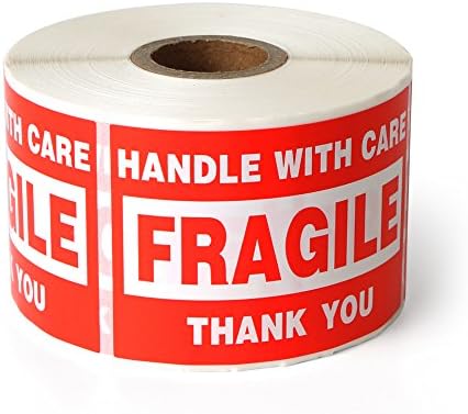 Fragile - 2"x3" Handle with Care Shipping Stickers, 500 Labels Per Roll