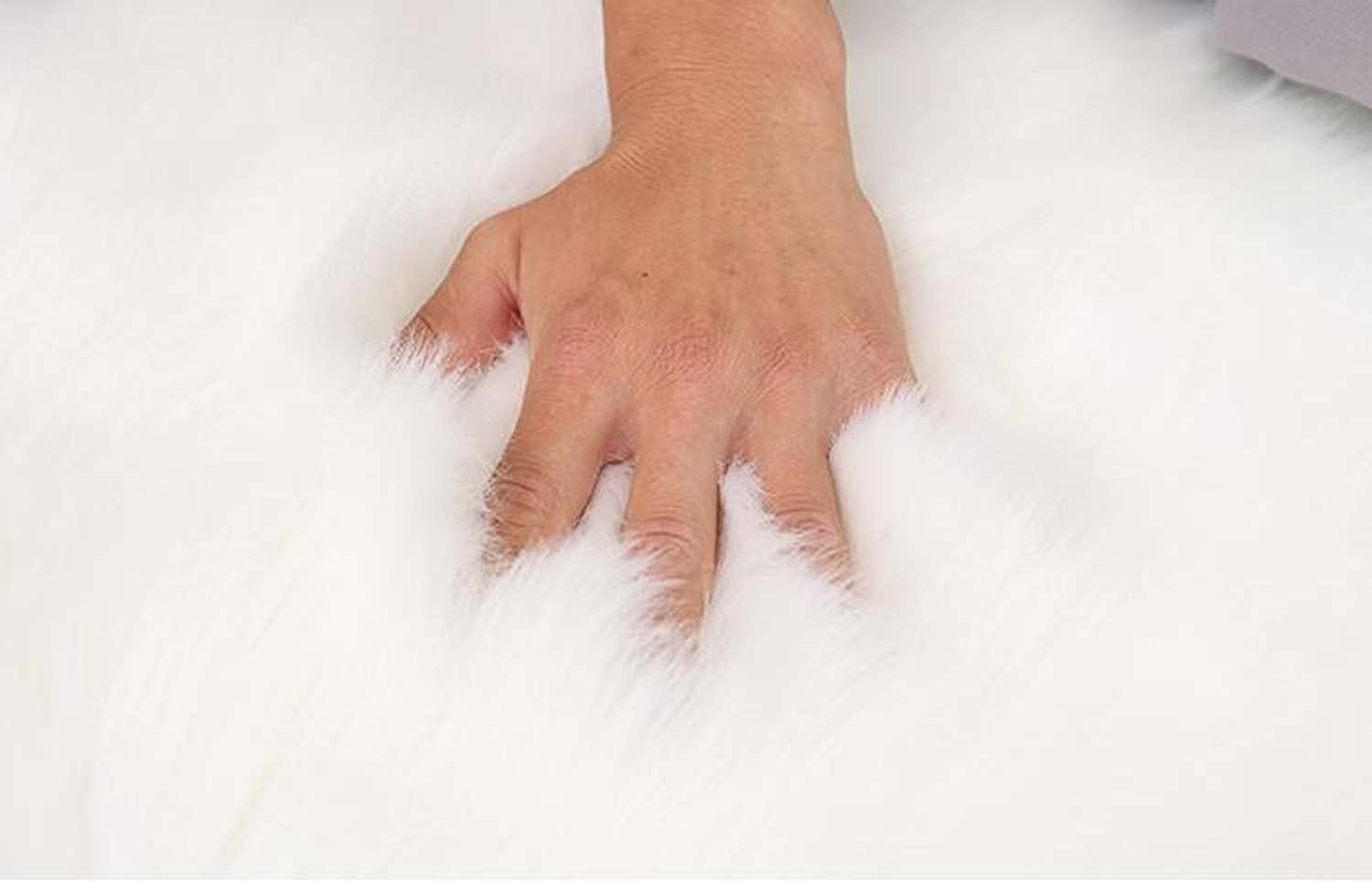 Dhao Tapis Rond Doux Faux en Peau de Mouton Imitation Toison Moquette Fluffy Soft Longhair Décoratif pour Le Salon Chambre à Coucher Canapé (Gris,120cm)