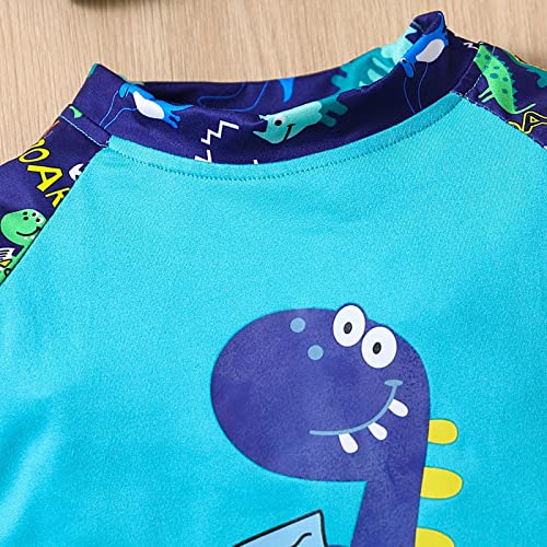 Toddler Boys Short Sleeve Dinosaur Prints Tops Shorts Hat Swimwear Beach Swimsuit Three Piece Matching Swimsuit2