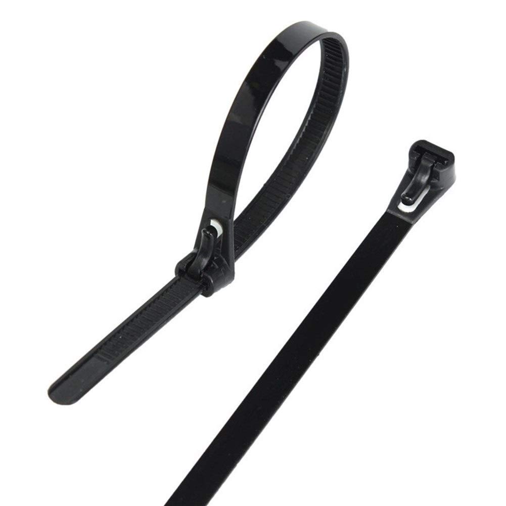 Wiederverwendbare Kabelbinder – 100 Stück, Schwarz, 20,3 Cm, 22,7 Kg Zugfestigkeit, Nylon PA66