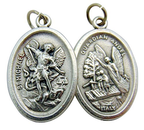 bomapBulk Buy 5 Pieces - Guardian Angel/Saint St Michael Archangel 1" Pendants Charms Catholic Religious with rings
