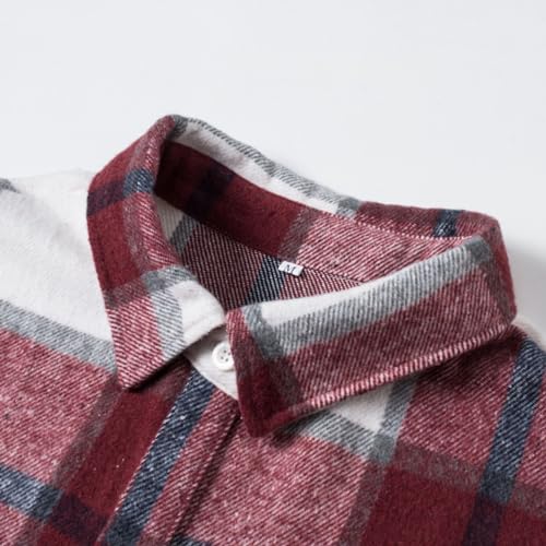 Image of HZXVic Boys Flannel Shirts Toddler Plaid Shacket Kids Button Down Long Sleeve Shirt Family Matching Outfits 12 Months-2XL